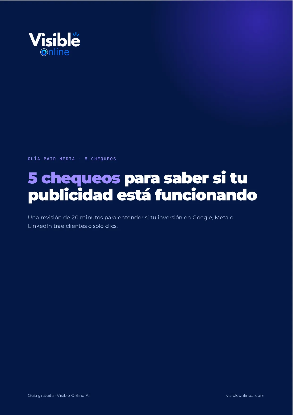 Tapa de la guía «5 chequeos para saber si tu publicidad funciona»