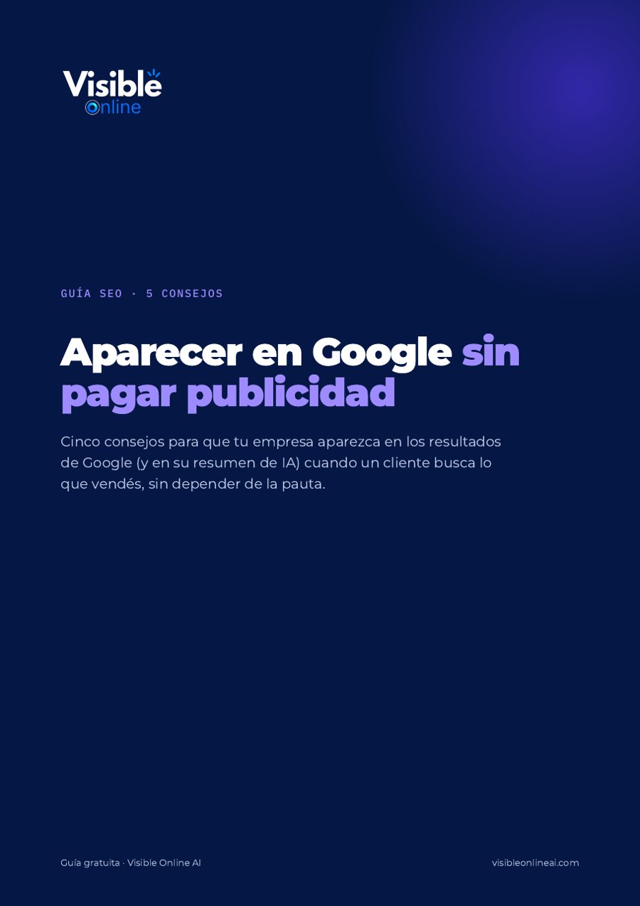 Tapa de la guía «Aparecer en Google sin pagar publicidad»